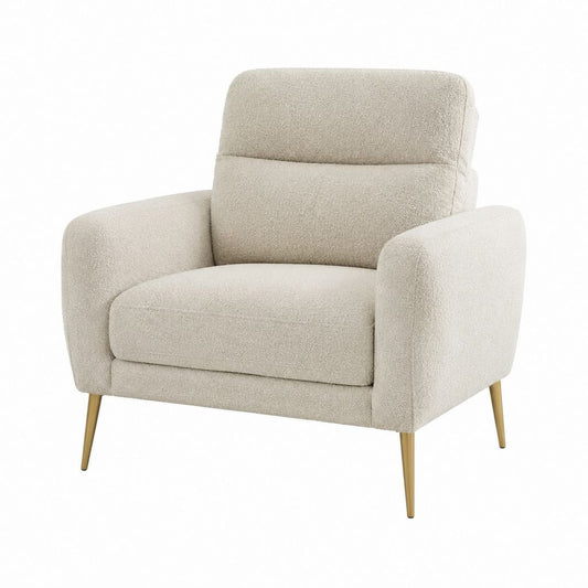 Fauteuil de salon beige en polyester bouclette 80 x 82 x 86 cm