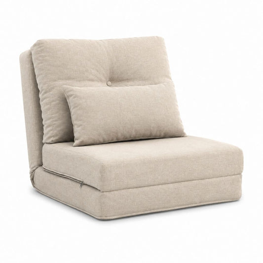 Fauteuil de sol pliant beige en polyester rectangulaire 70 x 90 x 70 cm