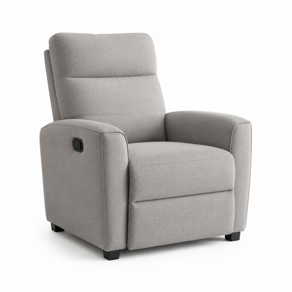 Fauteuil relax inclinable manuel gris en polyester forme droite 78 x 91 x 104 cm