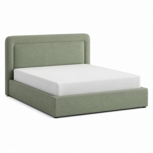 Lit coffre 160 x 200 cm vert en polyester avec tête de lit rembourrée