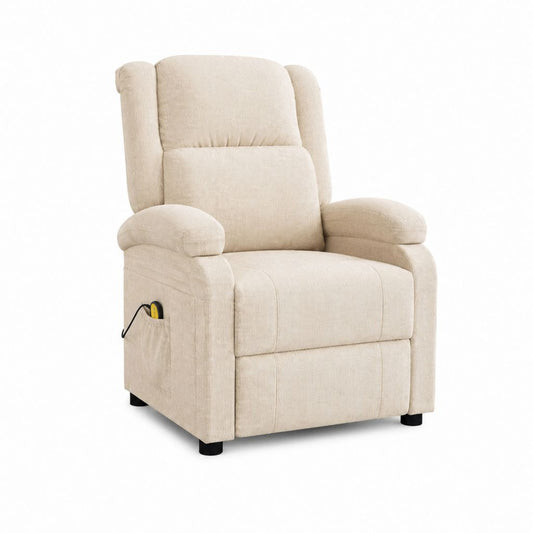 Fauteuil relax électrique inclinable beige en polyester 85 x 95 x 105 cm