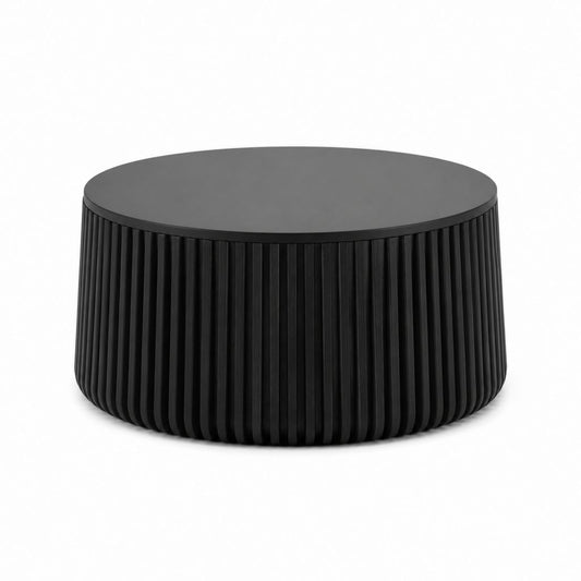 Table basse ronde noire en MDF diamètre 80 cm hauteur 40 cm