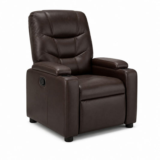 Fauteuil relax manuel inclinable marron en cuir PU 90 x 96 x 100 cm